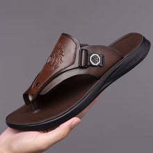 Load image into Gallery viewer, Black Oluna Home Men’s Lion Carved Casual Slippers – Summer Street Style
